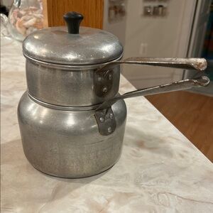 Classic Vintage Aluminum Double Boiler Saucepan 1950 antique